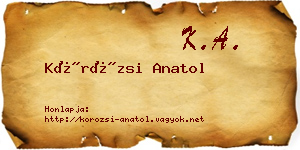 Körözsi Anatol névjegykártya